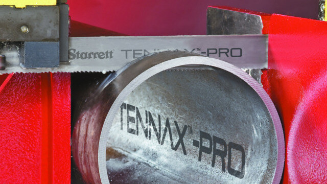 Starrett Tennax-PRO band saw blade cutting pipe